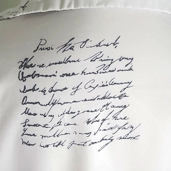 White Cardigan Longsleeve Blouse with Script Lettering, Button Accents, Size XL - Picture 11 of 13